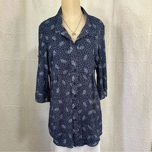 Style & Co. Navy Paisley Button Down Shirt